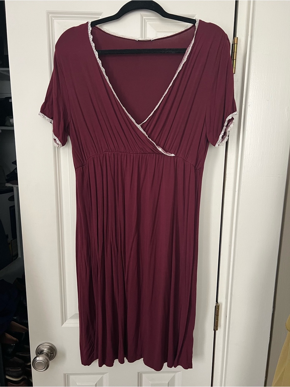 Ekouaer Lace Trim Camisole Dress - Burgundy